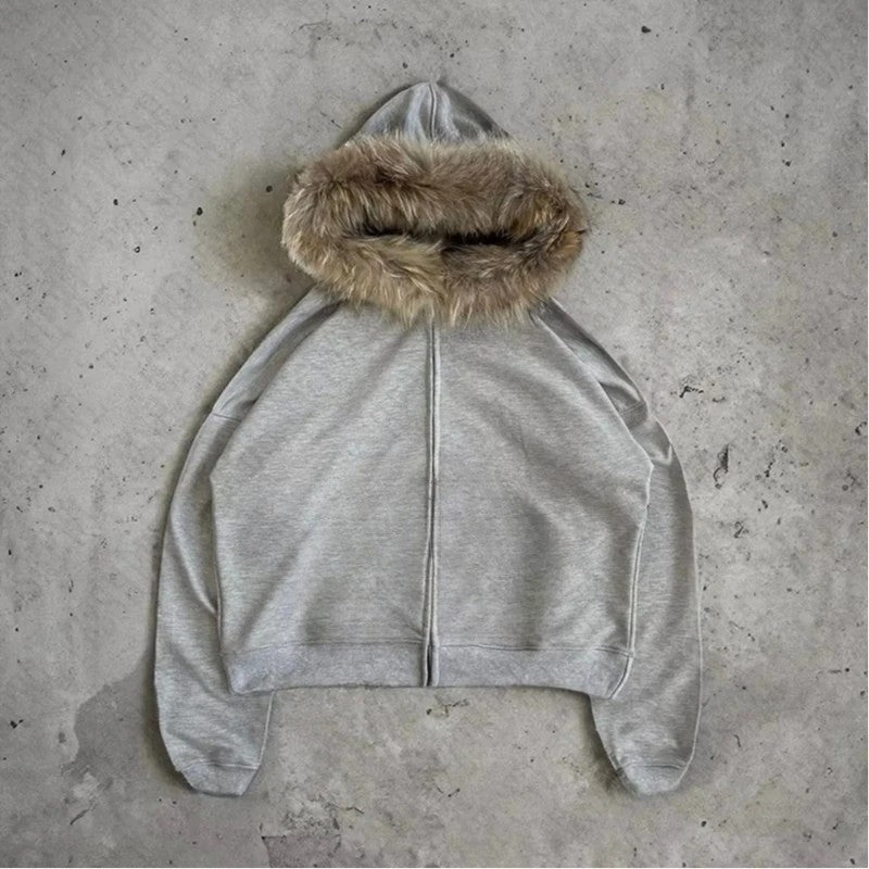 Fur zip-up Hoodie