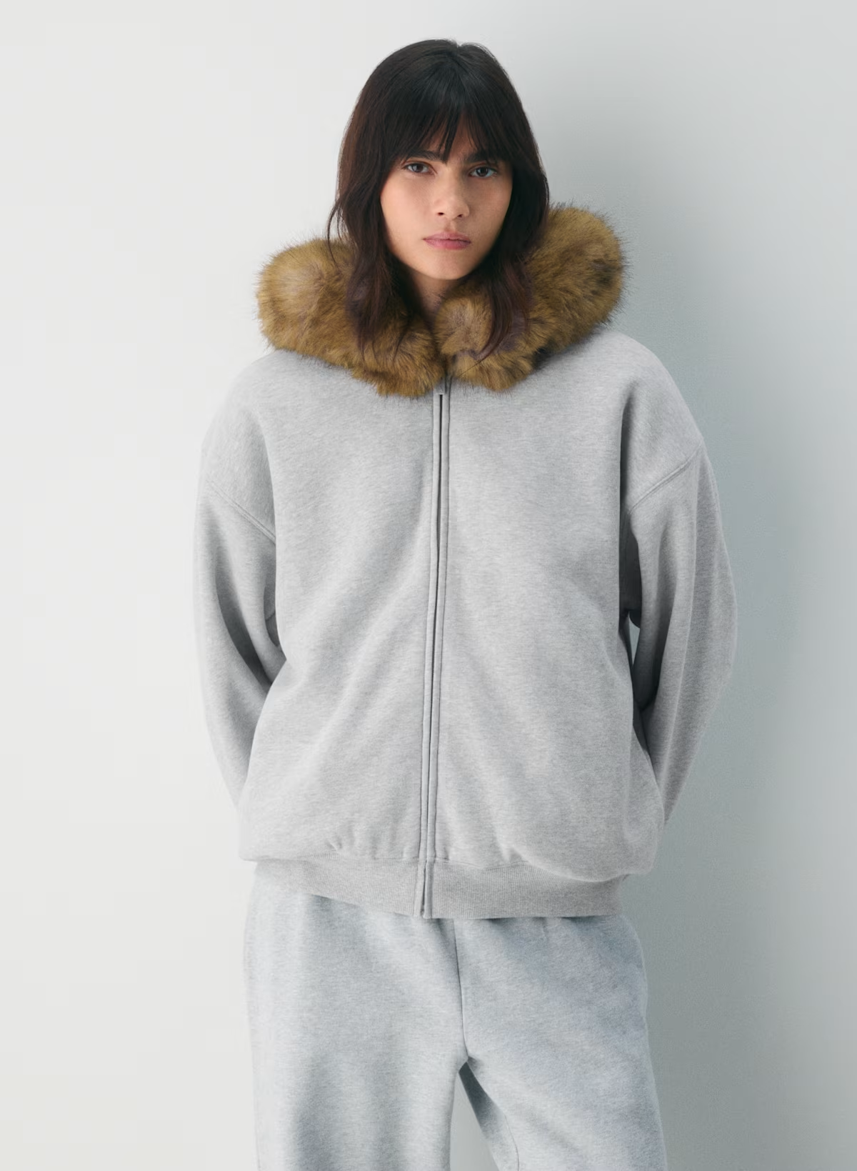 Fur zip-up Hoodie
