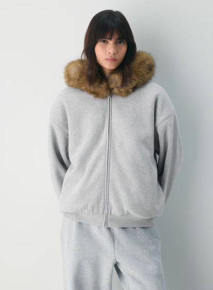Fur zip-up Hoodie