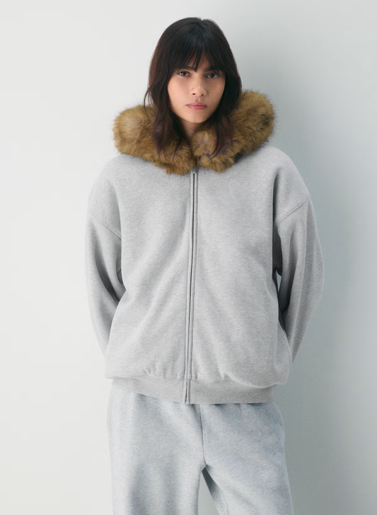Fur zip-up Hoodie