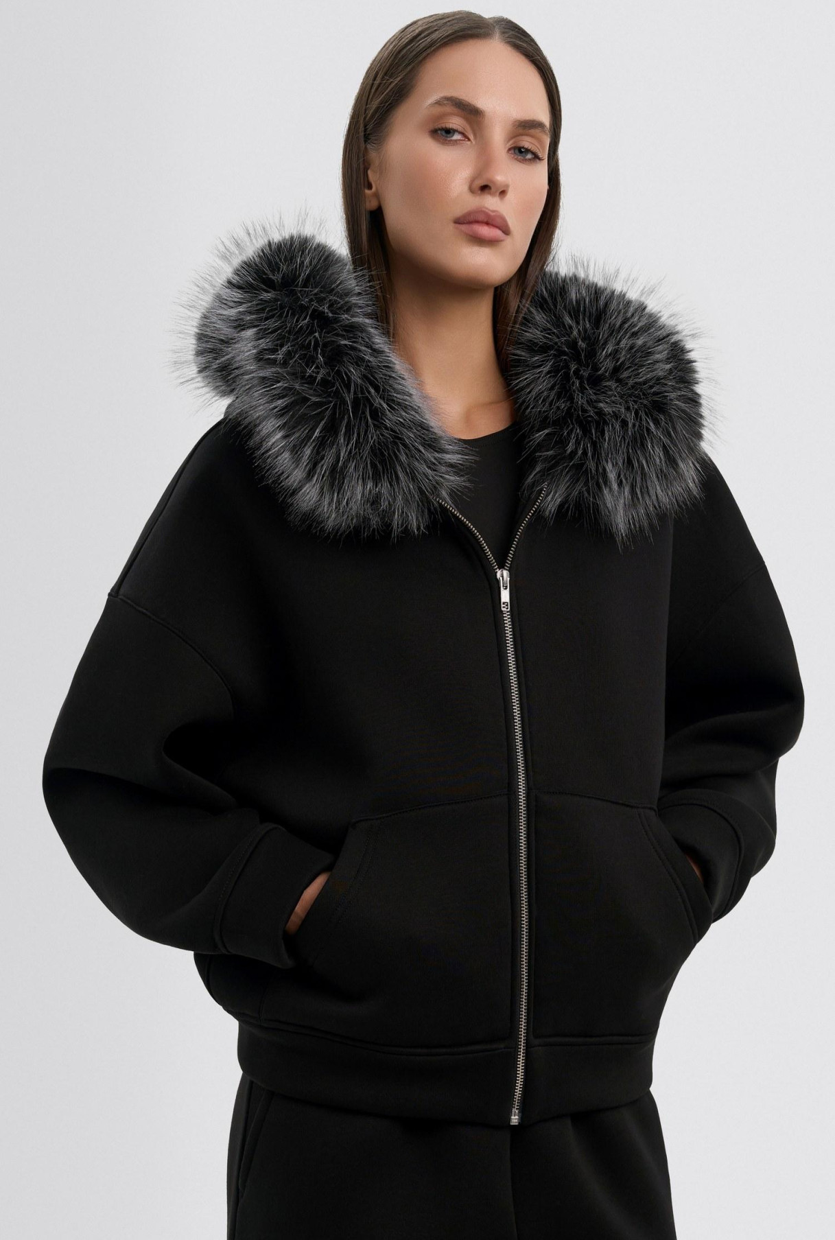 Fur zip-up Hoodie