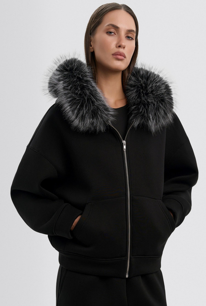 Fur zip-up Hoodie